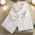 Lusury White Men's Cotton Linen Shirt (Pack Of 4)
